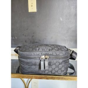 GUCCI Nylon Monogram Fanny Pack Belt Bag Black