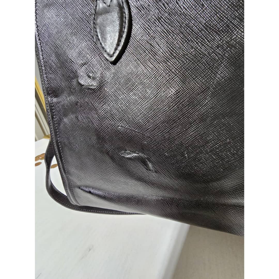 Prada Saffiano Galleria Convertible Tote Leather Handbag Black - Image 11