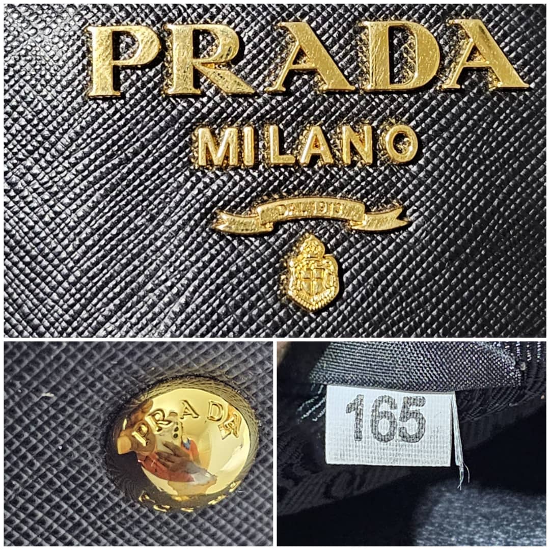 Prada Saffiano Galleria Convertible Tote Leather Handbag Black - Image 8