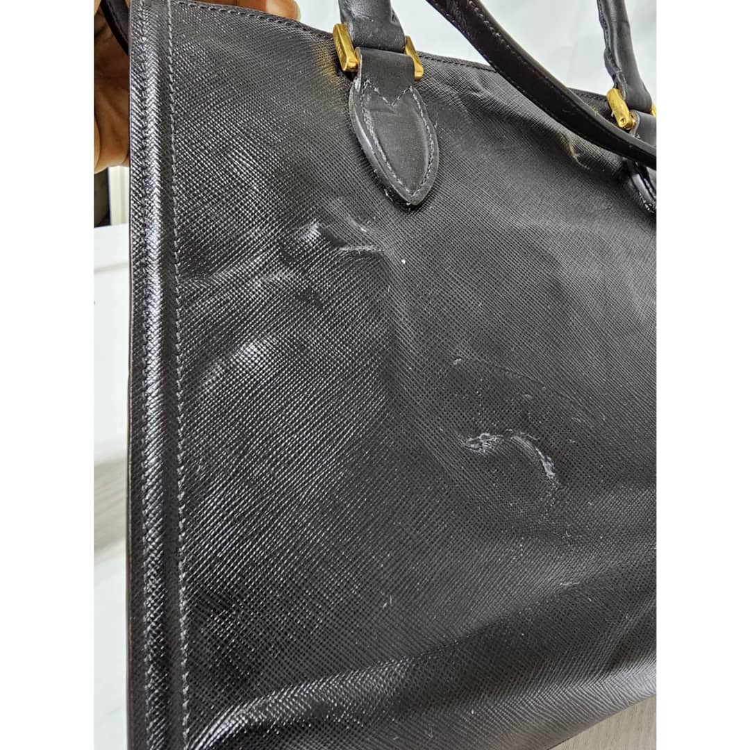 Prada Saffiano Galleria Convertible Tote Leather Handbag Black - Image 12