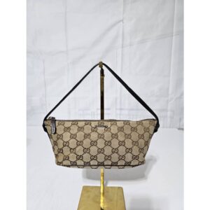 Gucci GG Canvas and Leather Boat Pochette Bag Beige/Brown
