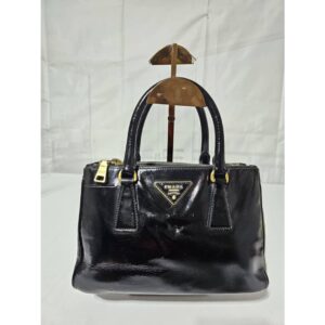 Prada Patent Saffiano Leather Mini Luxe Tote Bag Black