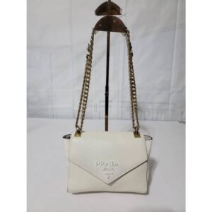 PRADA Monochrome Saffiano Leather Bag Off-White
