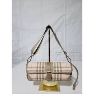 Burberry House Check PVC and Leather Buckle Flap Shoulder Bag