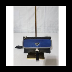 PRADA MILANO NYLON CLUTCH/WRISTLET BLUE/BLACK/GREY