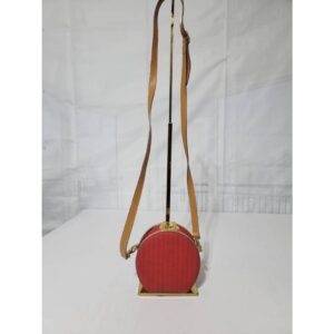 Fendi Vintage Pequin Round Box Bag Red