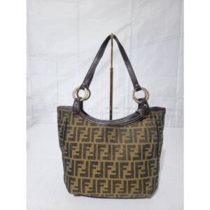 Fendi Tobacco Zucca Chef Moro Canvas And Leather Tote Bag