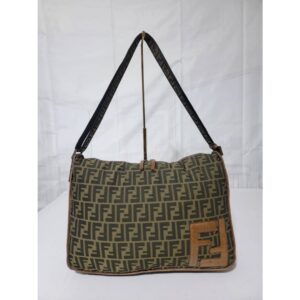 Fendi Zucca Canvas Zip Messenger Bag Brown