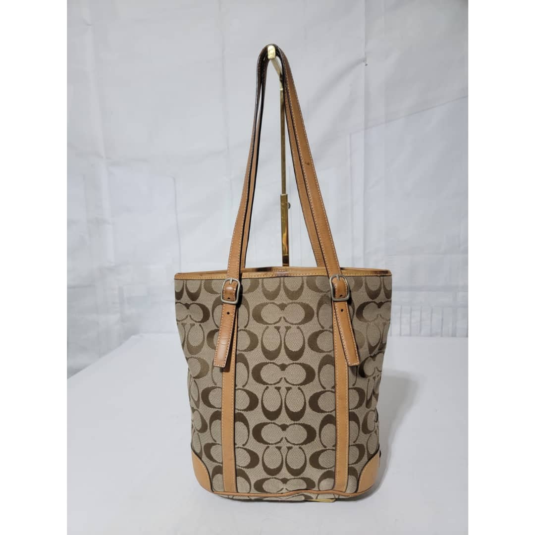 COACH VINTAGE CANVA TOTE SHOULDER BAG BROWN - Image 3