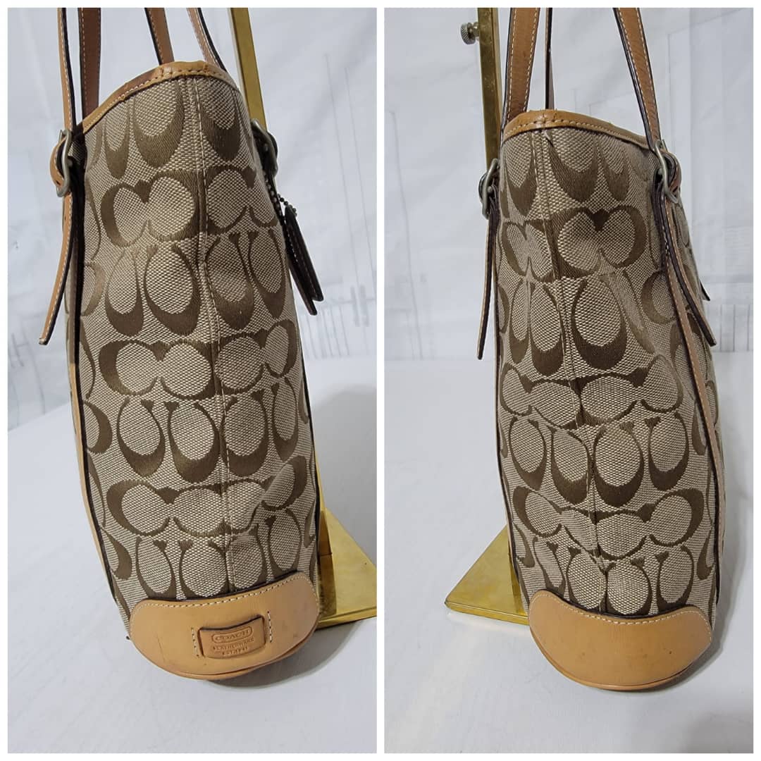 COACH VINTAGE CANVA TOTE SHOULDER BAG BROWN - Image 7
