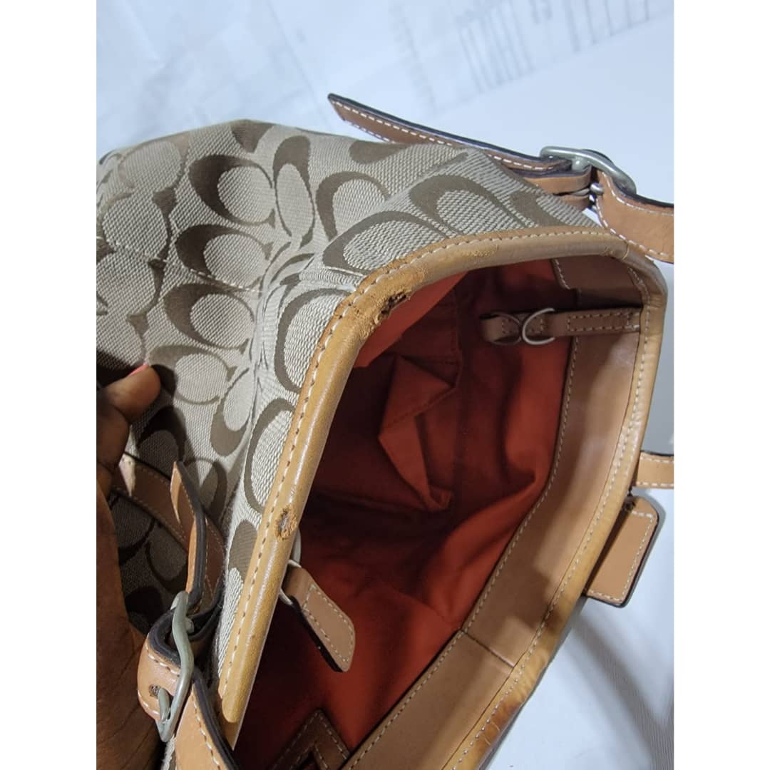 COACH VINTAGE CANVA TOTE SHOULDER BAG BROWN - Image 12