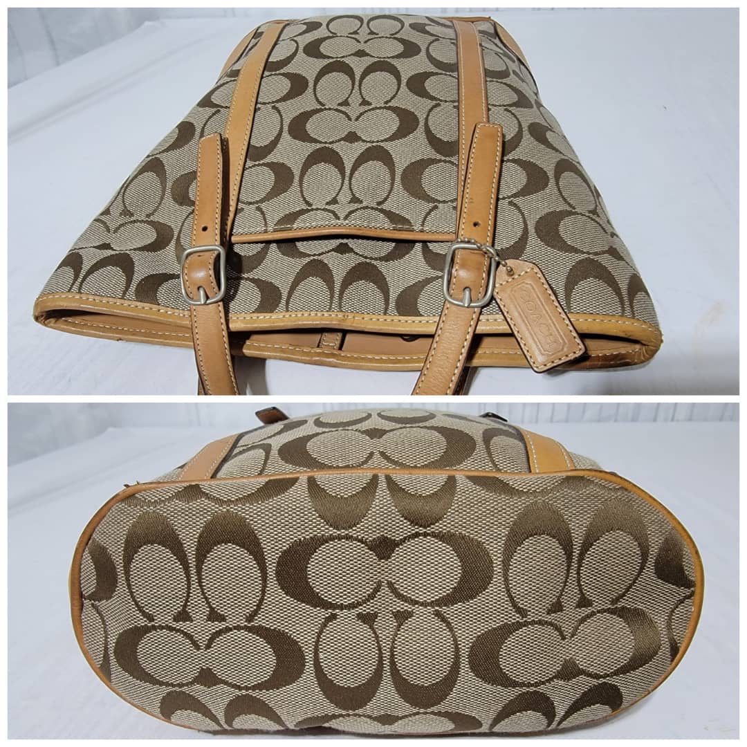 COACH VINTAGE CANVA TOTE SHOULDER BAG BROWN - Image 10