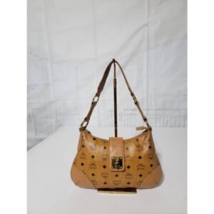 MCM Signature Monogram Hobo Bag Cognac