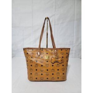MCM VISETOS SHOPPER TOTE BAG COGNAC