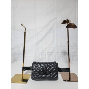 Chanel Lambskin and Patent Leather Strap Make-Up Accessory Belt Bag Black