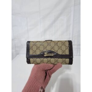 Gucci Script Continental Wallet Dark Brown Trim