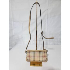 BURBERRY Haymarket Check Chester Crossbody Bag Beige/Gold
