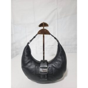 CHRISTIAN DIOR Leather Street Chic Hobo Black