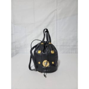 VERSACE Gianni Leather Bucket Bag Black