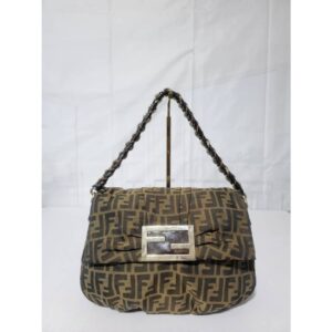Fendi Baguette Mia Zucca Shoulder Handbag Brown
