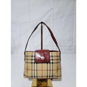 Burberry haymarket pattern Shoulder Bag Beige/Dark red