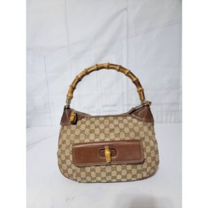 Gucci GG Canvas Bamboo Top Handle Bag Beige/Brown