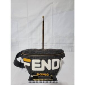 Fendi Zucca Canvas Spalmati Mania Waist Belt Bag Black