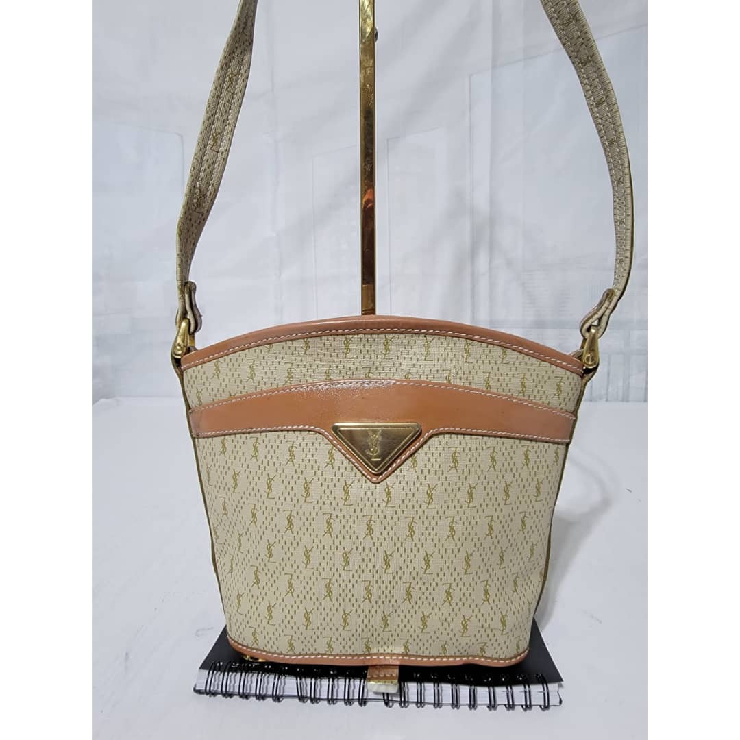 Yves Saint Laurent Vintage Crossbody Bag Beige/Brown - Image 6