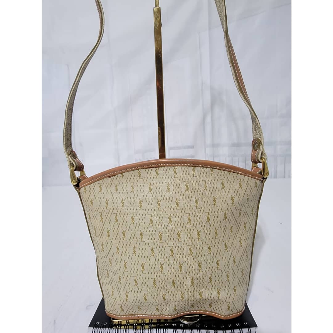 Yves Saint Laurent Vintage Crossbody Bag Beige/Brown - Image 8