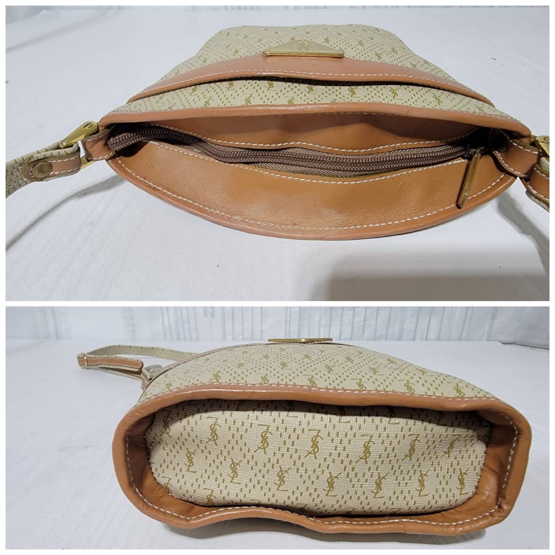 Yves Saint Laurent Vintage Crossbody Bag Beige/Brown - Image 10