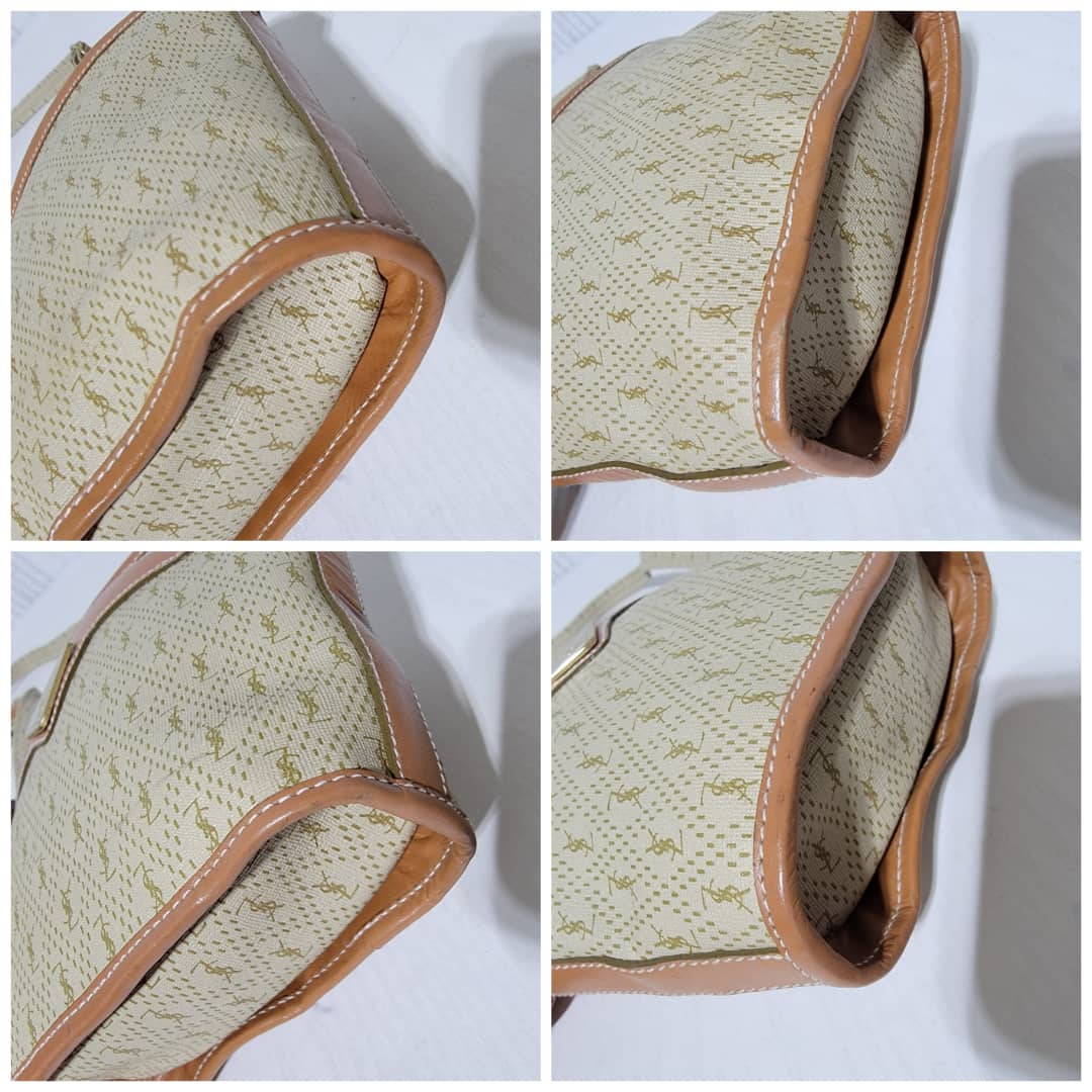Yves Saint Laurent Vintage Crossbody Bag Beige/Brown - Image 12