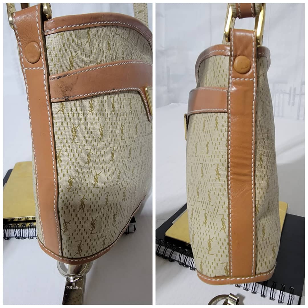 Yves Saint Laurent Vintage Crossbody Bag Beige/Brown - Image 9