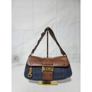 Christian Dior Denim Leather Street Chic Shoulder Bag Blue/Brown