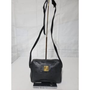 MCM Vintage Monogram Visetos Camera Cross Body Bag Black