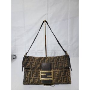 Fendi Tobacco Zucca Canvas Convertible Baguette Shoulder Bag Brown