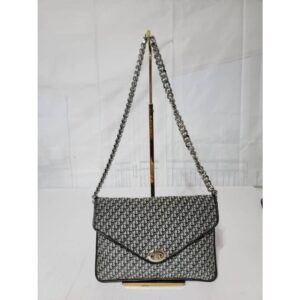 Dior Black Monogram and Silver Lurex Canvas Logo Clutch 1970s