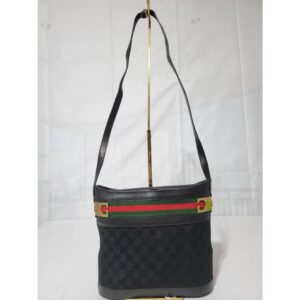 Gucci Vintage GG horse bit web Crossbody Bag Black