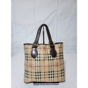 Burberry Haymarket Coated Canvas and Leather Regent Tote Bag Beige/Brown