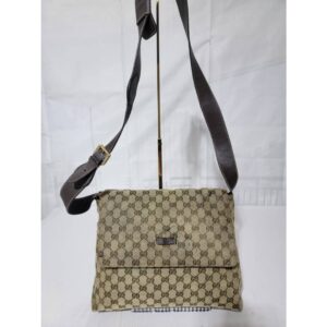 Gucci Monogram Flap Messenger/Crossbody Bag Beige/Brown