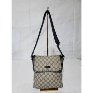 GUCCI GG Plus Monogram Small Flap Crossbody Bag Beige/Blue