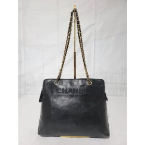 Chanel Vintage Caviar Leather Sac Shopping Shoulder Bag Black