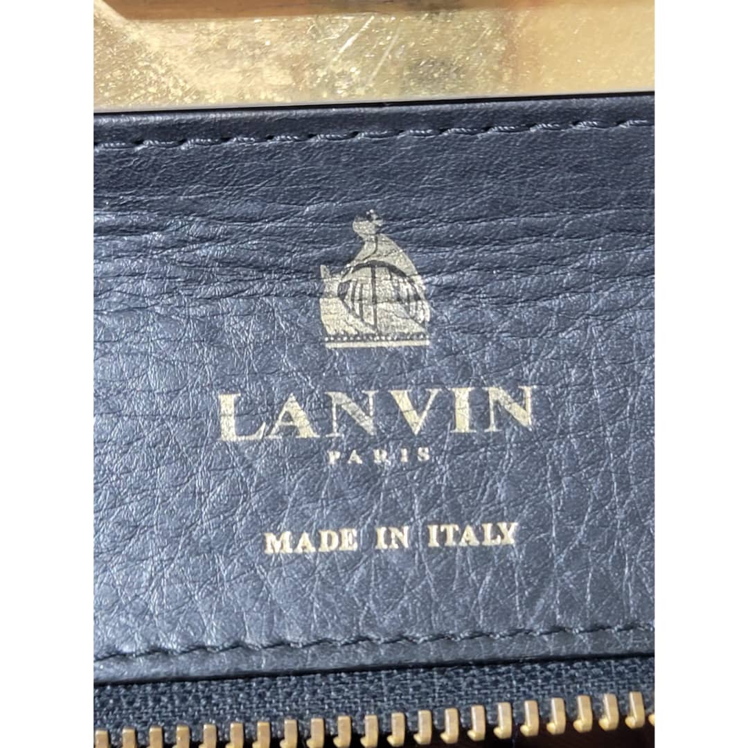 LANVIN Calfskin Croc Stamp Medium Trilogy Shopper Black - Image 5