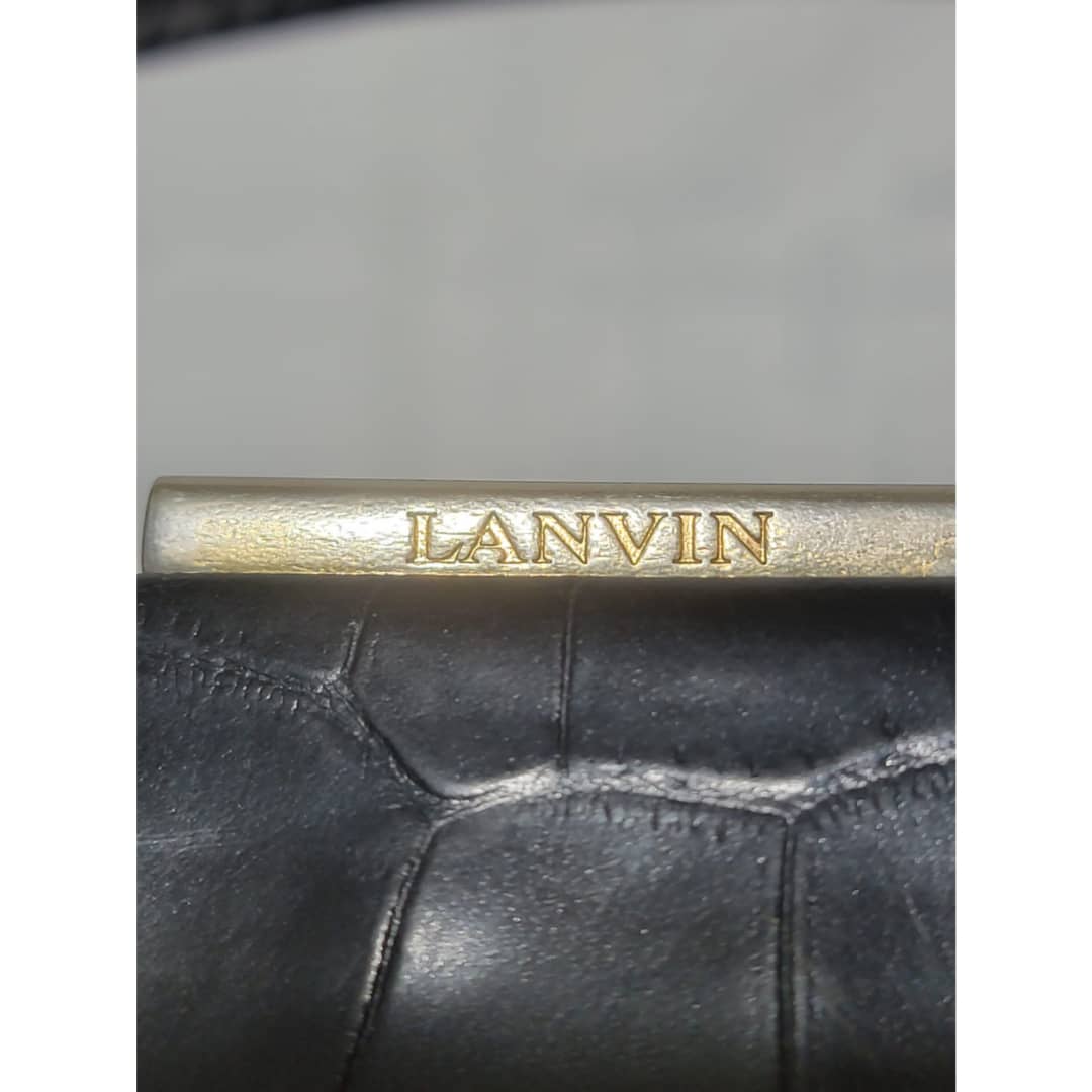 LANVIN Calfskin Croc Stamp Medium Trilogy Shopper Black - Image 10