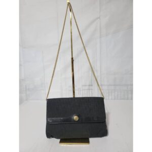 Christian Dior Vintage Oblique Canvas Chain Shoulder Bag Black