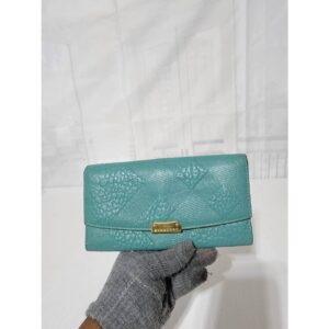 Burberry Embossed Leather Porter Continental Wallet Blue