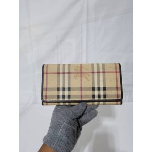 BURBERRY Continental Haymarket Check Leather Wallet