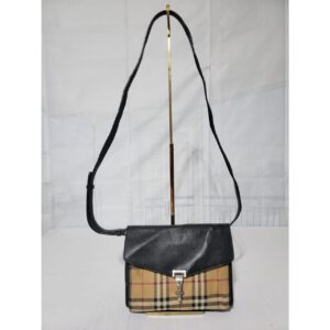 BURBERRY Derby Calfskin Vintage Check Small Macken Crossbody Bag Black