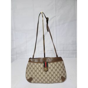 GUCCI Vintage GG Canvas Web Sherry Line Shoulder/Crossbody Bag Beige/Brown
