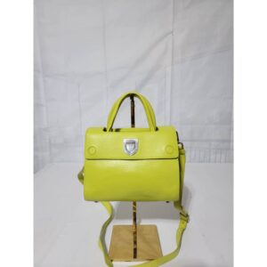 Christian Dior Leather Mini Diorever Top Handle Bag Neon Yellow