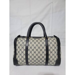 Gucci Vintage Canvas Gg Pattern Boston Bag Navy Blue/Beige